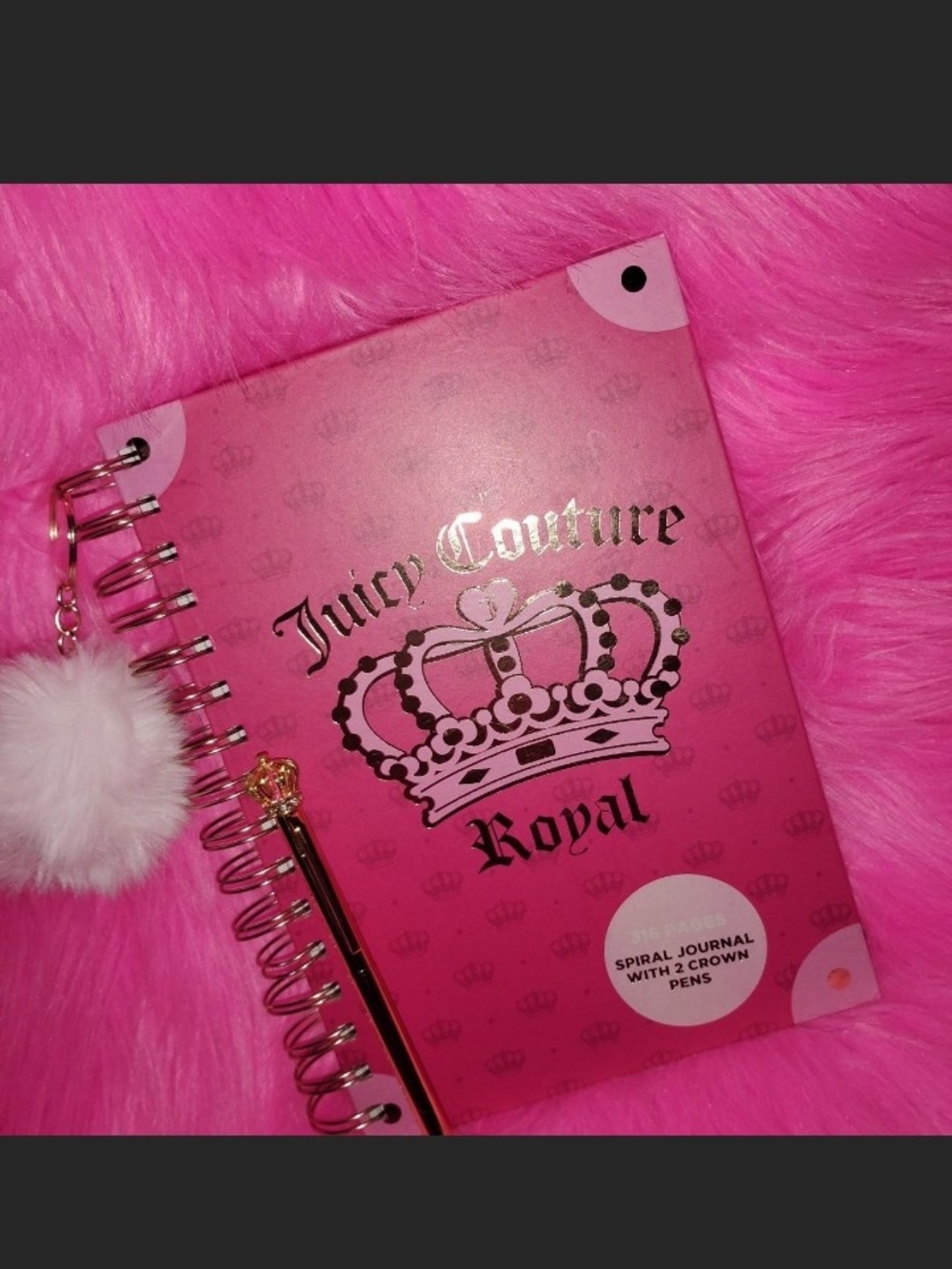 Juicy Couture Pink 'Royal' Spiral Journal with Pom Pom Charm